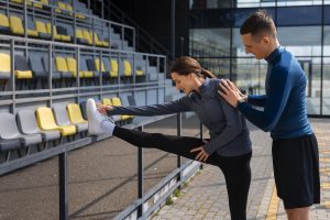 a man and a women working out